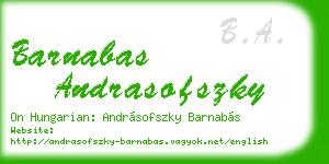 barnabas andrasofszky business card