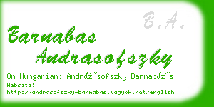 barnabas andrasofszky business card
